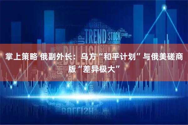 掌上策略 俄副外长：乌方“和平计划”与俄美磋商版“差异极大”